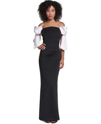 Karl Lagerfeld Paris Women's Strapless Colorblock Scuba Gown Dress
