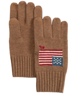 Мужские вязаные перчатки Polo Ralph Lauren с флагом RL из смесовой шерсти