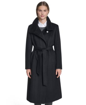 Cole Haan Women's Asymmetric Belted Long Wool-Blend Coat