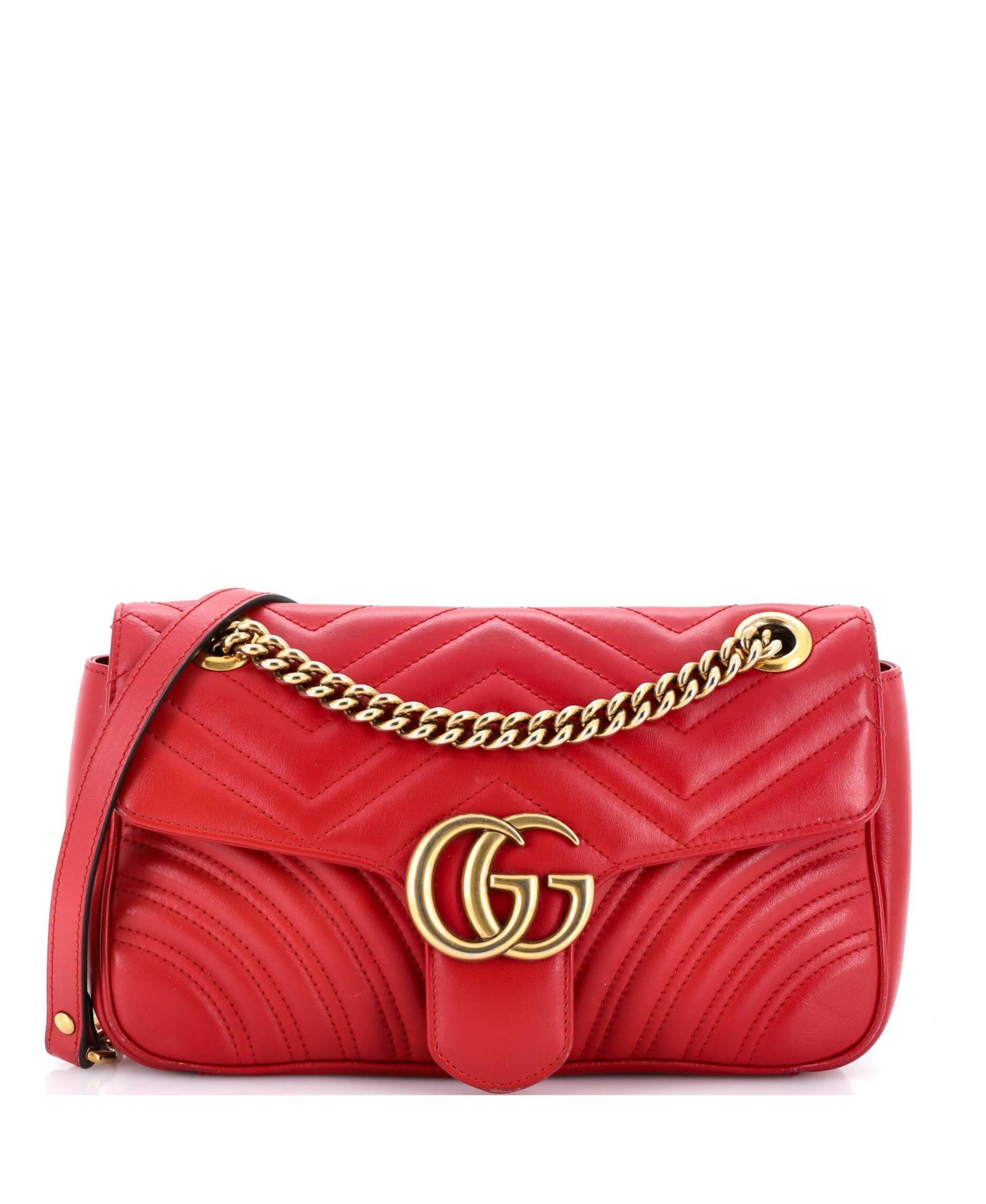 Pre-Owned Gucci Medium GG Marmont Flap Bag Matelasse Leather