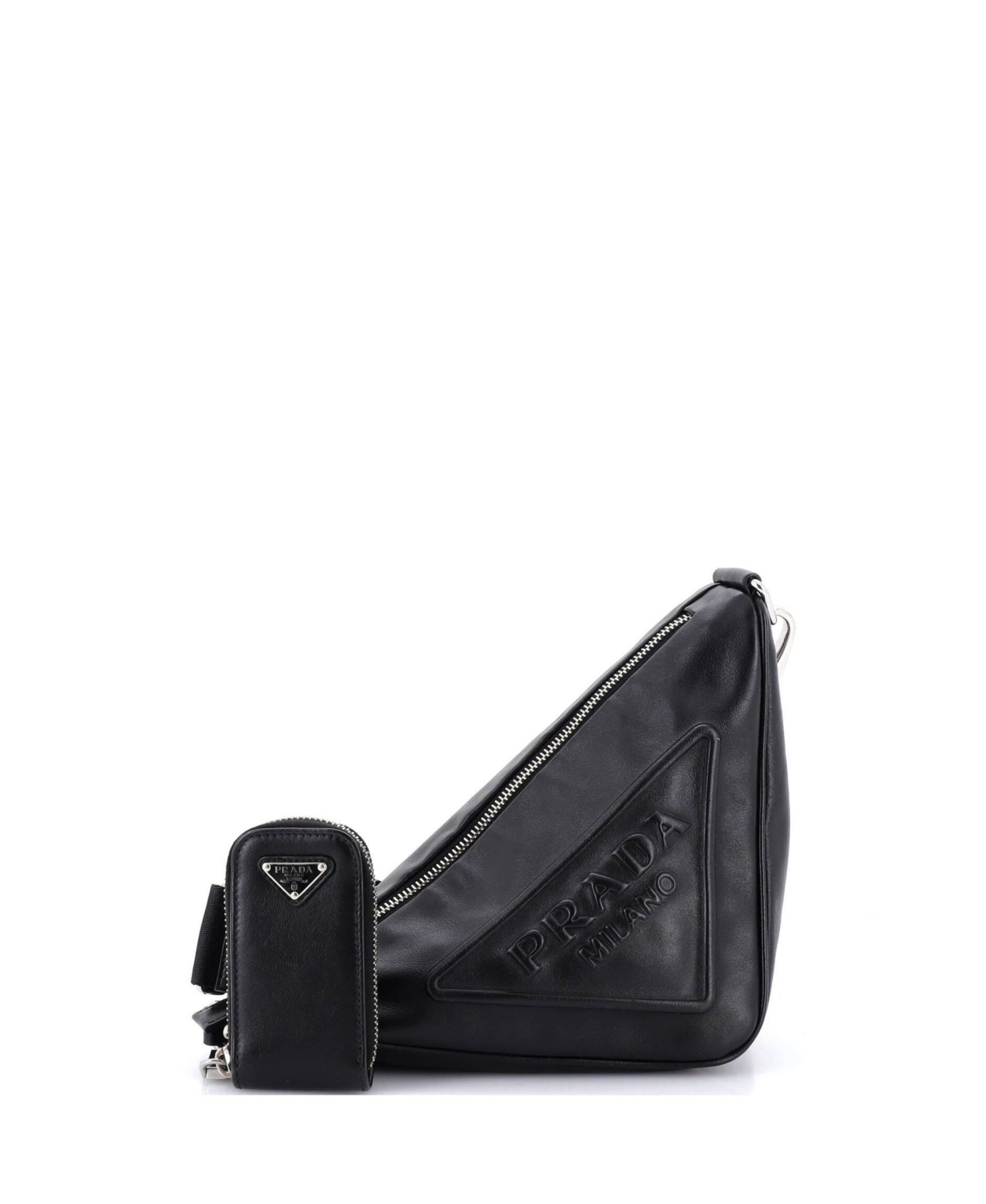 Pre-Owned Prada мини-сумка через плечо с логотипом-треугольником из тисненой кожи