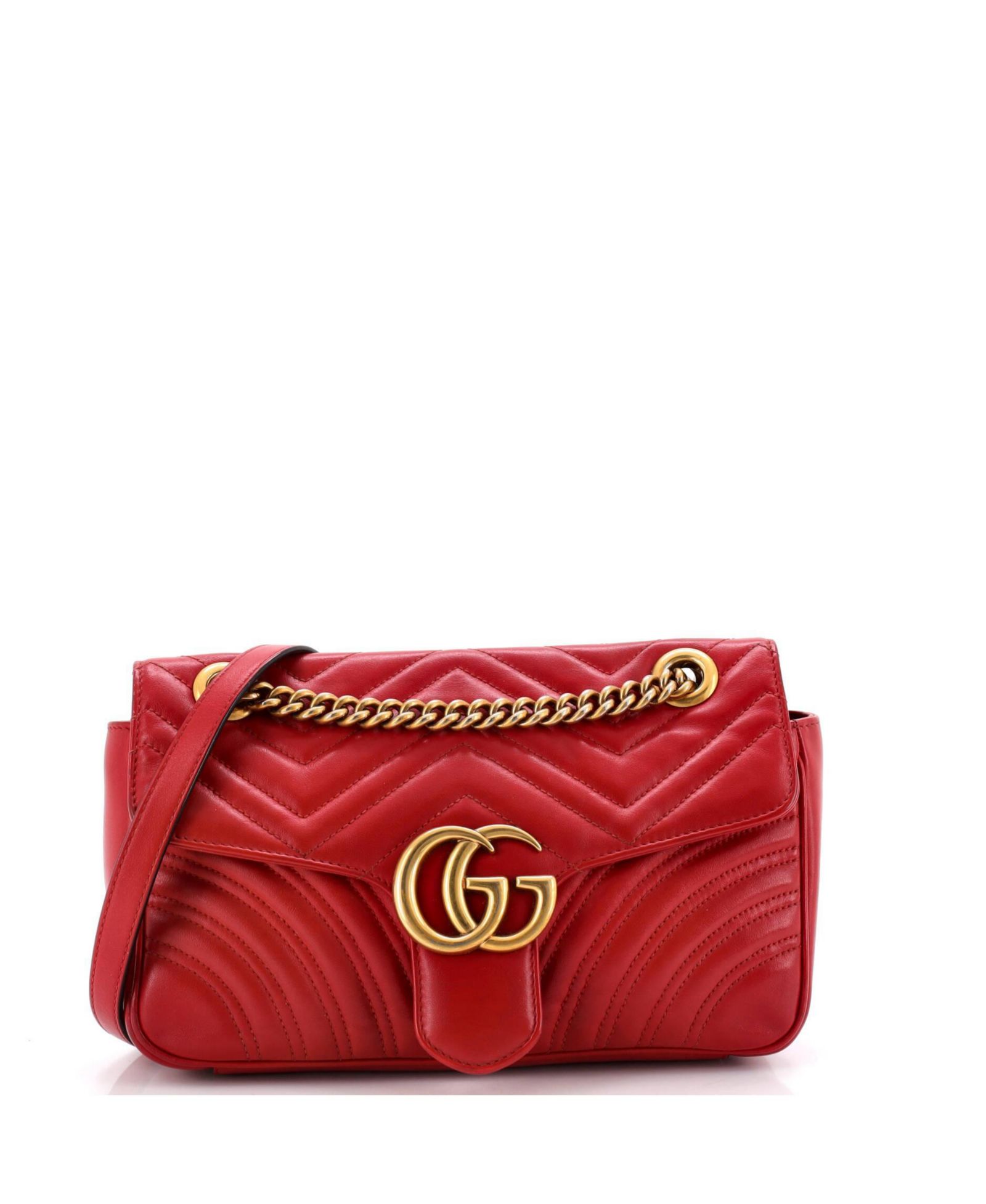 Pre-Owned Gucci Medium GG Marmont Flap Bag Matelasse Leather