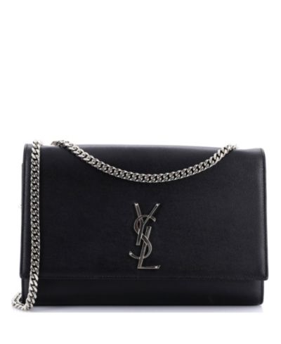 Большая классическая сумка через плечо Saint Laurent с монограммой из зернистой кожи, предварительно использованная