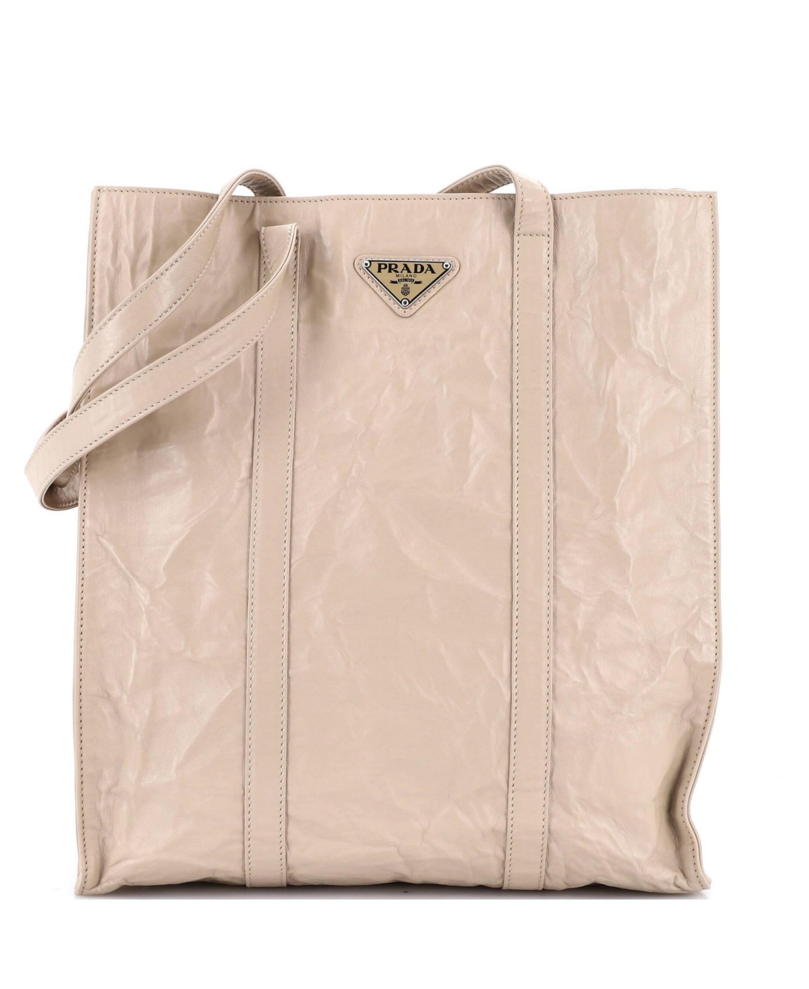 Pre-Owned Prada средняя сумка-тоут из наппы цвета антик