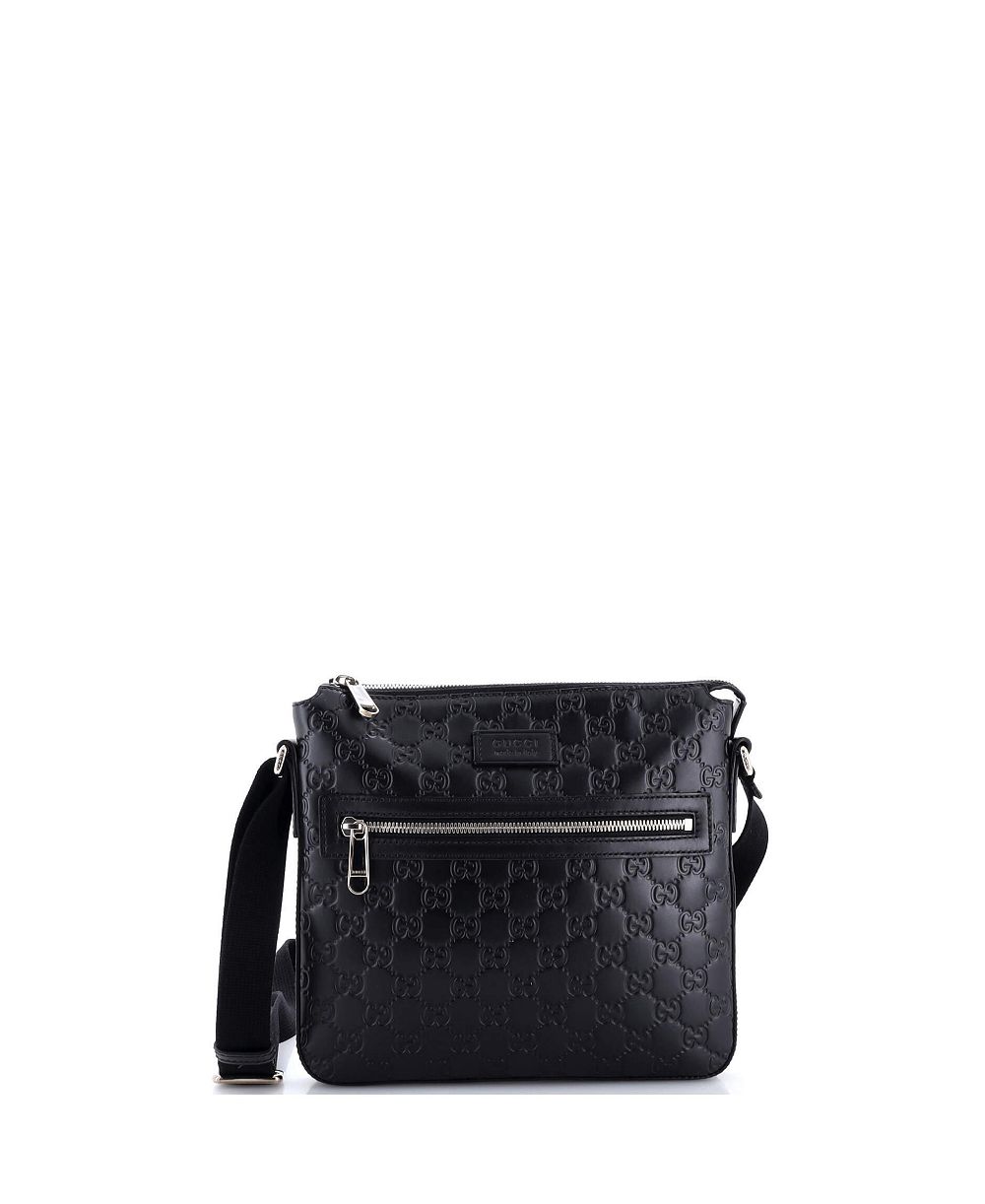 Pre-Owned Gucci Small Signature Zip Messenger Bag Guccissima Leather