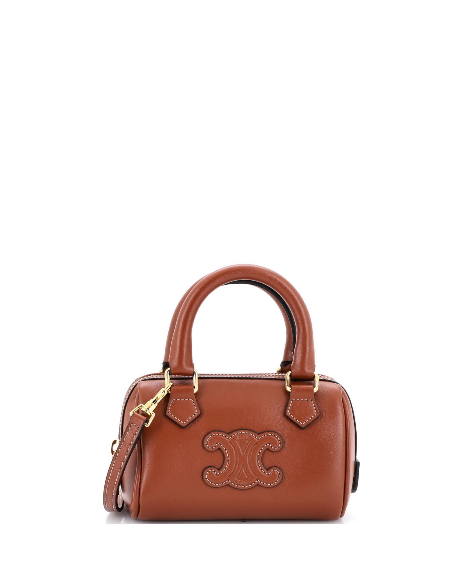 Бум-сумка Celine Mini Cuir Triomphe Boston из кожи, б/у