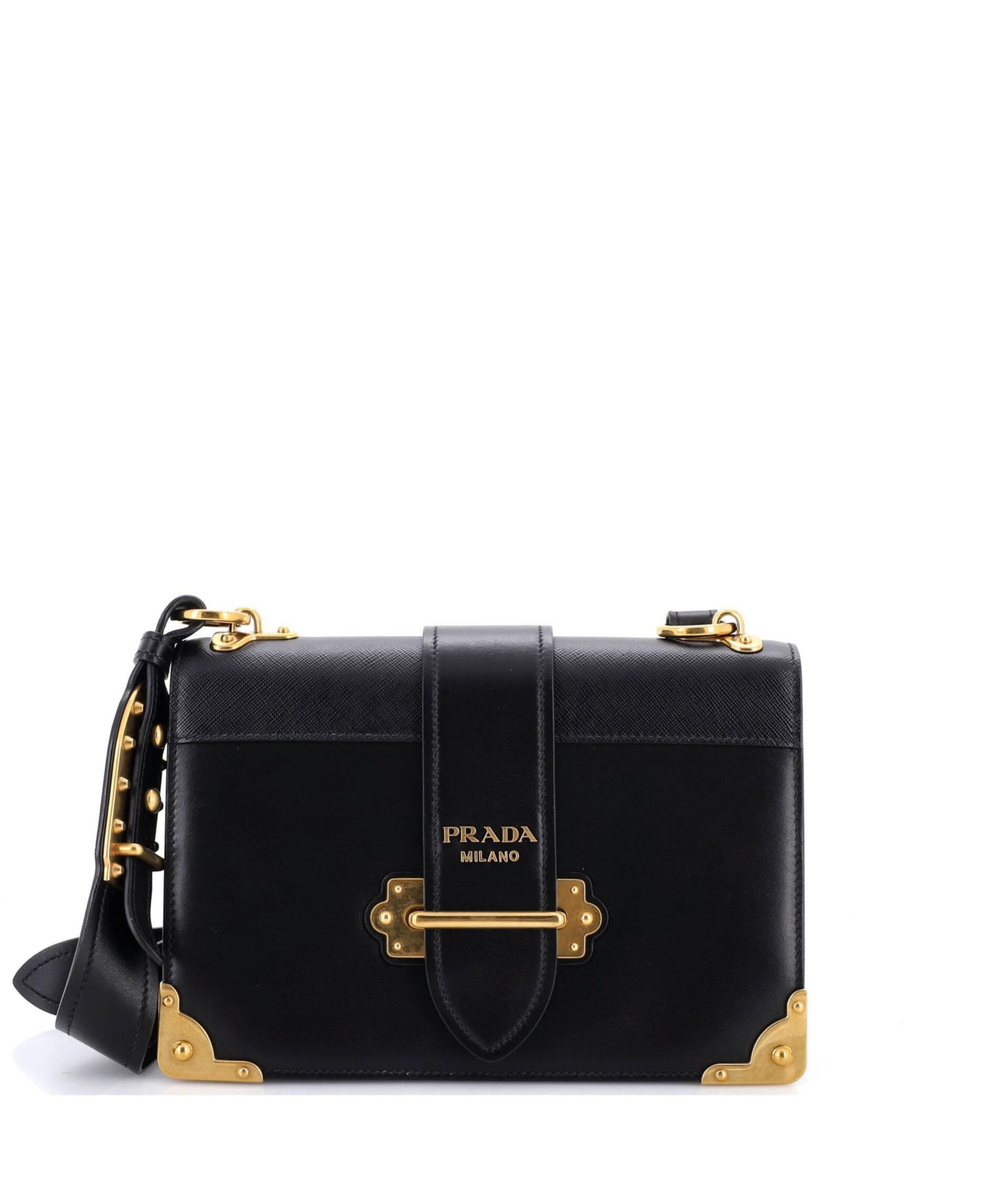 Подержатая сумка Prada Cahier Crossbody Leather and Saffiano Leather Large