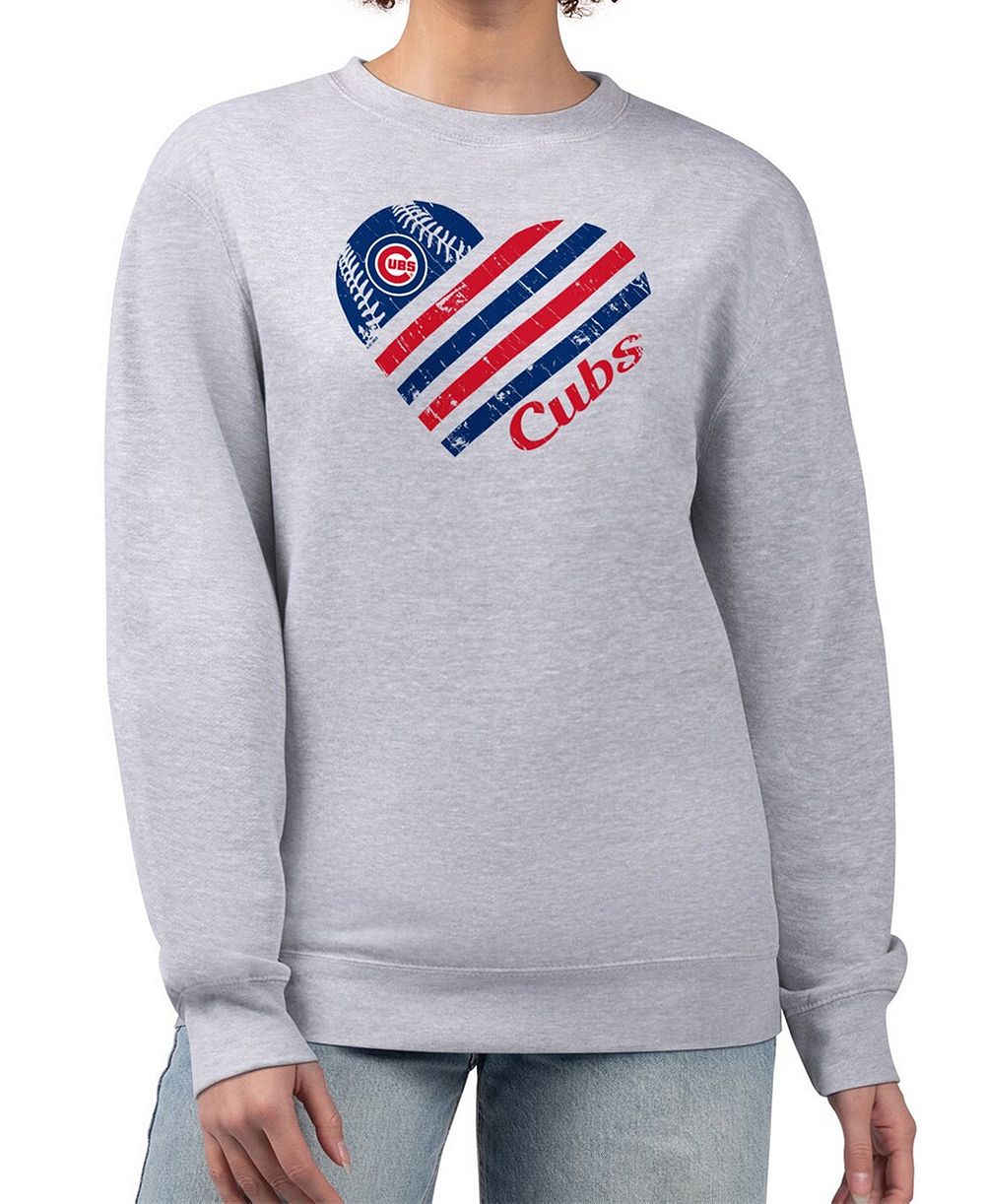 Женское свитшот G-III 4Her by Carl Banks Heather Gray Chicago Cubs Heart Logo Fleece Pullover
