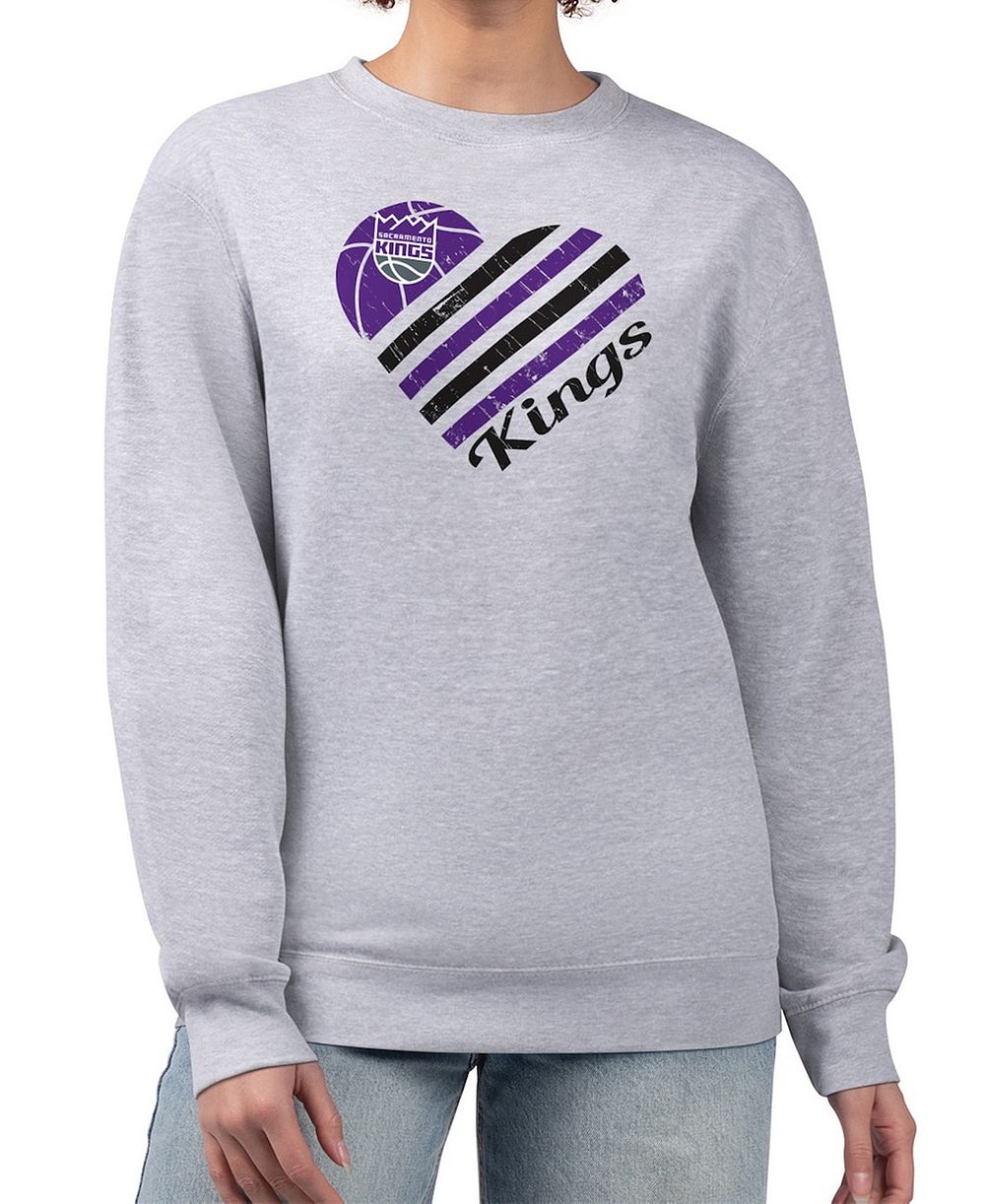 Женский свитшот G-III 4Her by Carl Banks Heather Gray Sacramento Kings Heart Graphic Fleece Pullover