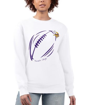 G-III 4Her by Carl Banks Women's White Minnesota Vikings Football Logo Graphic Fleece Tri-Blend Pullover Sweatshirt