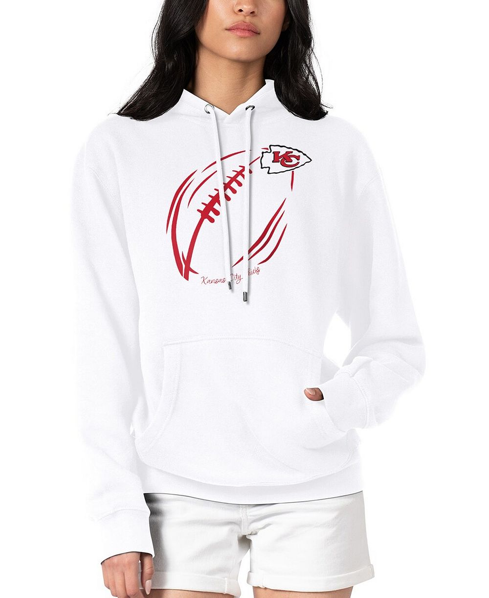 Женское худи G-III 4Her by Carl Banks White Kansas City Chiefs Football Logo Fleece Tri-Blend Pullover