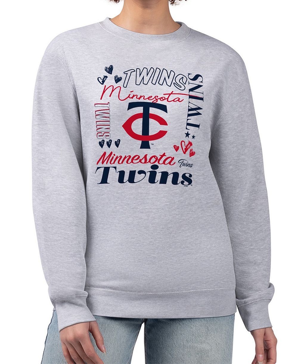 Женская толстовка G-III 4Her by Carl Banks Minnesota Twins Collage Team Graphic Fleece Pullover Heather Gray