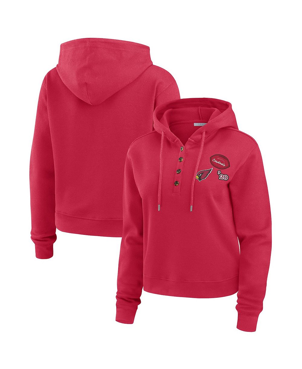 Женский свитшот WEAR by Erin Andrews Cardinal Arizona Cardinals Waffle Hoodie Pullover Sweatshirt