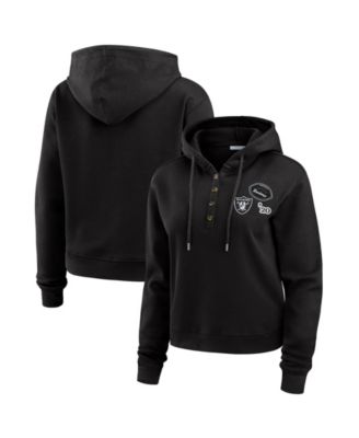 WEAR by Erin Andrews Women's Black Las Vegas Raiders Waffle Pullover Hoodie