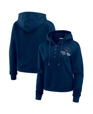 WEAR by Erin Andrews Women's Navy Tennessee Titans Waffle Pullover Hoodie