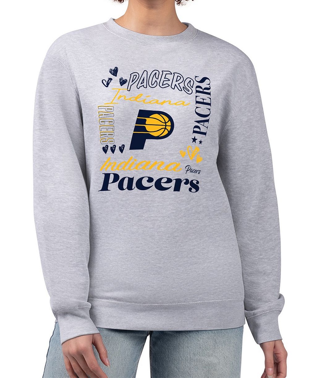 Женский свитшот G-III 4Her by Carl Banks Indiana Pacers Collage Team Graphic Fleece Pullover Heather Gray