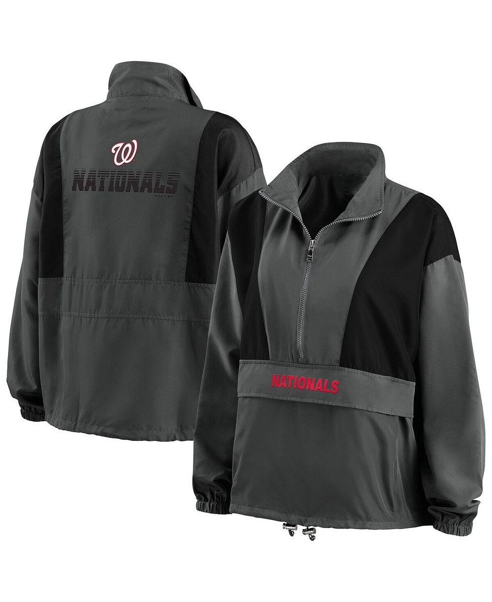 WEAR by Erin Andrews Women's Charcoal Washington Nationals Packable Half-Zip Jacket