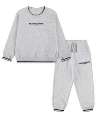 abercrombie kids Toddler Boys' 2T-5T Fleece Crew Sweatshirt and Jogger Pants, 2-Piece Set