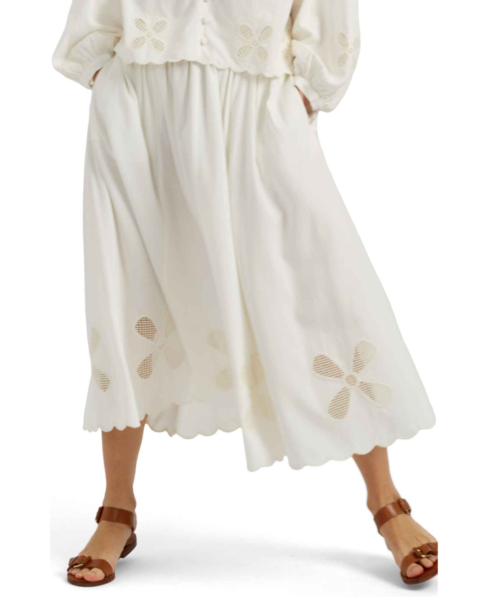 Chinti & Parker Women's Linen-Blend Broderie Skirt