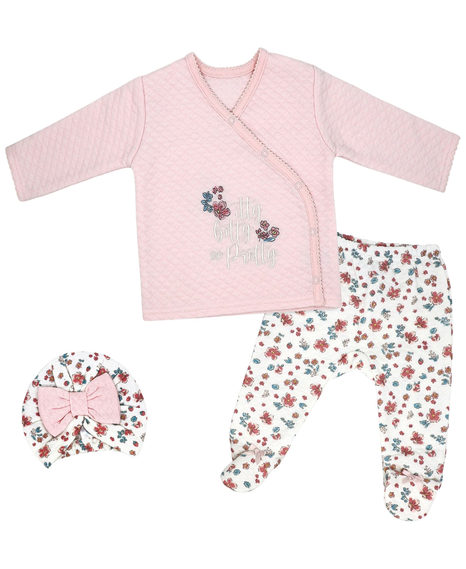 Комплект Baby Mode для девочек 3-Piece Set (топ, брюки, шапка)
