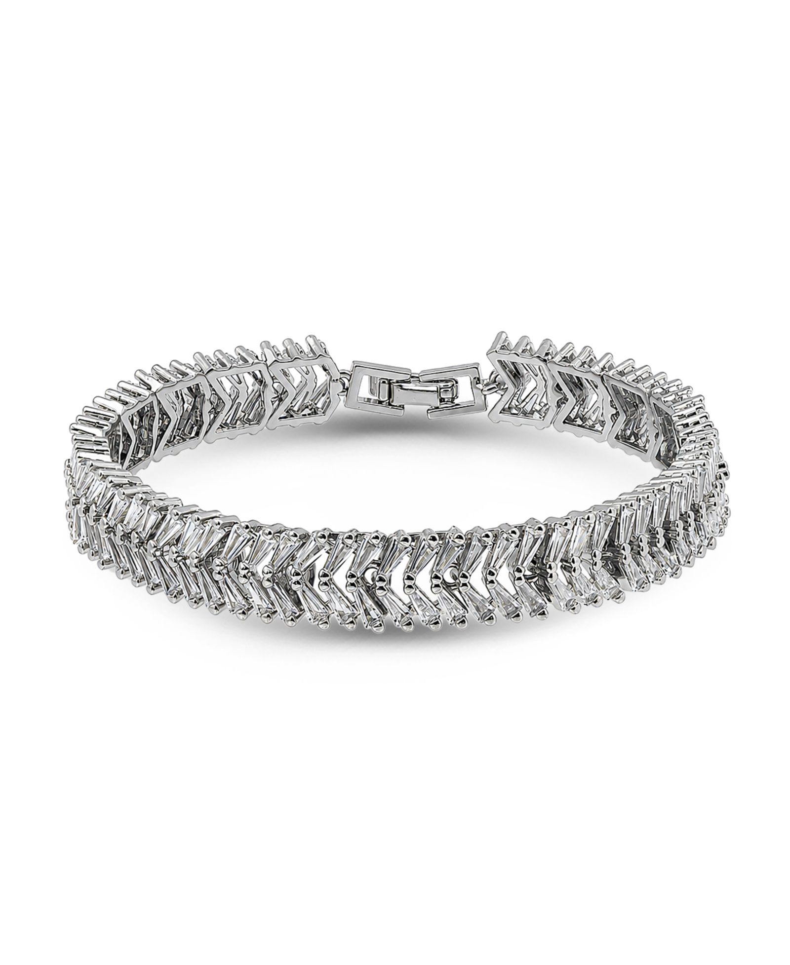 Macy's Trapezium Cubic Zirconia Chevron Pattern Tennis Bracelet