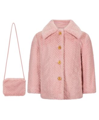 S Rothschild & CO куртка A Line с мехом для девочек-подростков, 2T-5T, в комплекте с сумочкой
