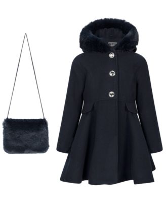 S Rothschild & CO Toddler Girls' 2T-5T Long-Sleeve Hooded Faux Fur Trim Coat with Muff