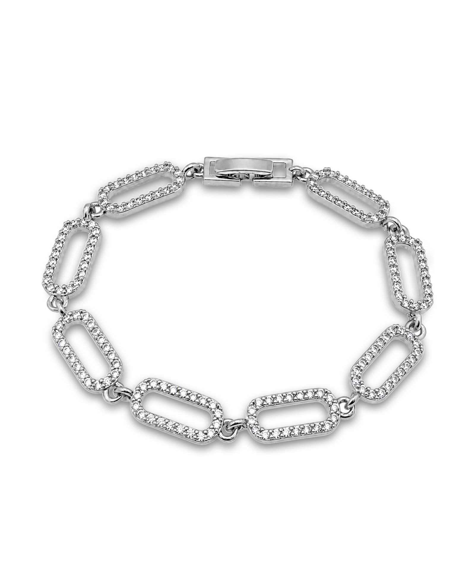 Macy's Pave Cubic Zirconia Paperclip Style Chain Link Bracelet