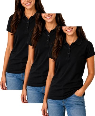 Galaxy By Harvic Women's Short Sleeve School Uniform Pique Polo Shirt-3 Pack