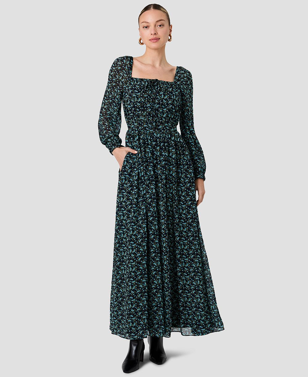 French Connection Женское платье French Connection Marina Square Neck Long-Sleeve Maxi