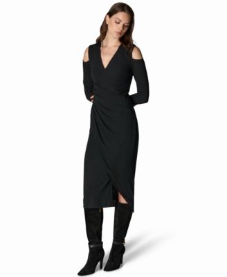 Donna Karan New York Women's Cold-Shoulder Wrap V-Neck Midi Dress, Macy's Exclusive