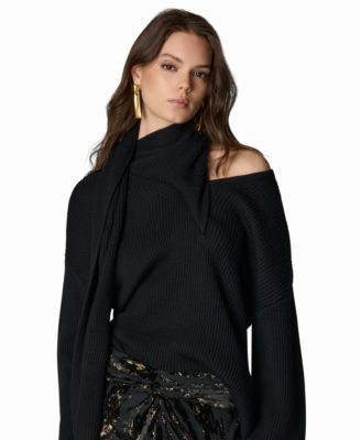 Donna Karan New York Women's Wide-Sleeve Scarf-Collar V-Neck Sweater, Macy's Exclusive