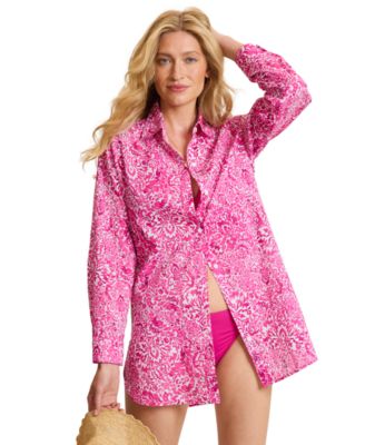 Tommy Bahama Women's Paisley Daze Boyfriend Long-Sleeve Shirt