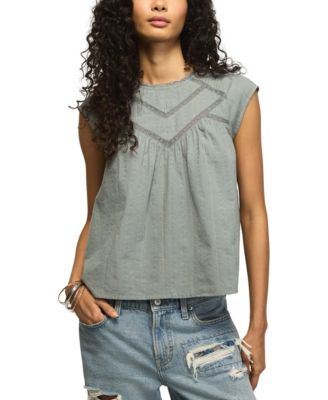 Женский топ Lucky Brand Crewneck Lace Yoke Flutter