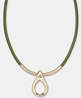Anne Klein Колье с кожаным шнурком и подвеской в форме капли 16" + 3" удлинитель