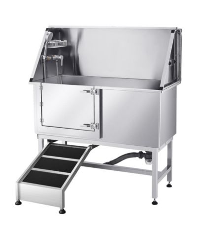 RUIE Stainless Steel Dog Washing Station 50 inch Pet Grooming Tub with Ramp