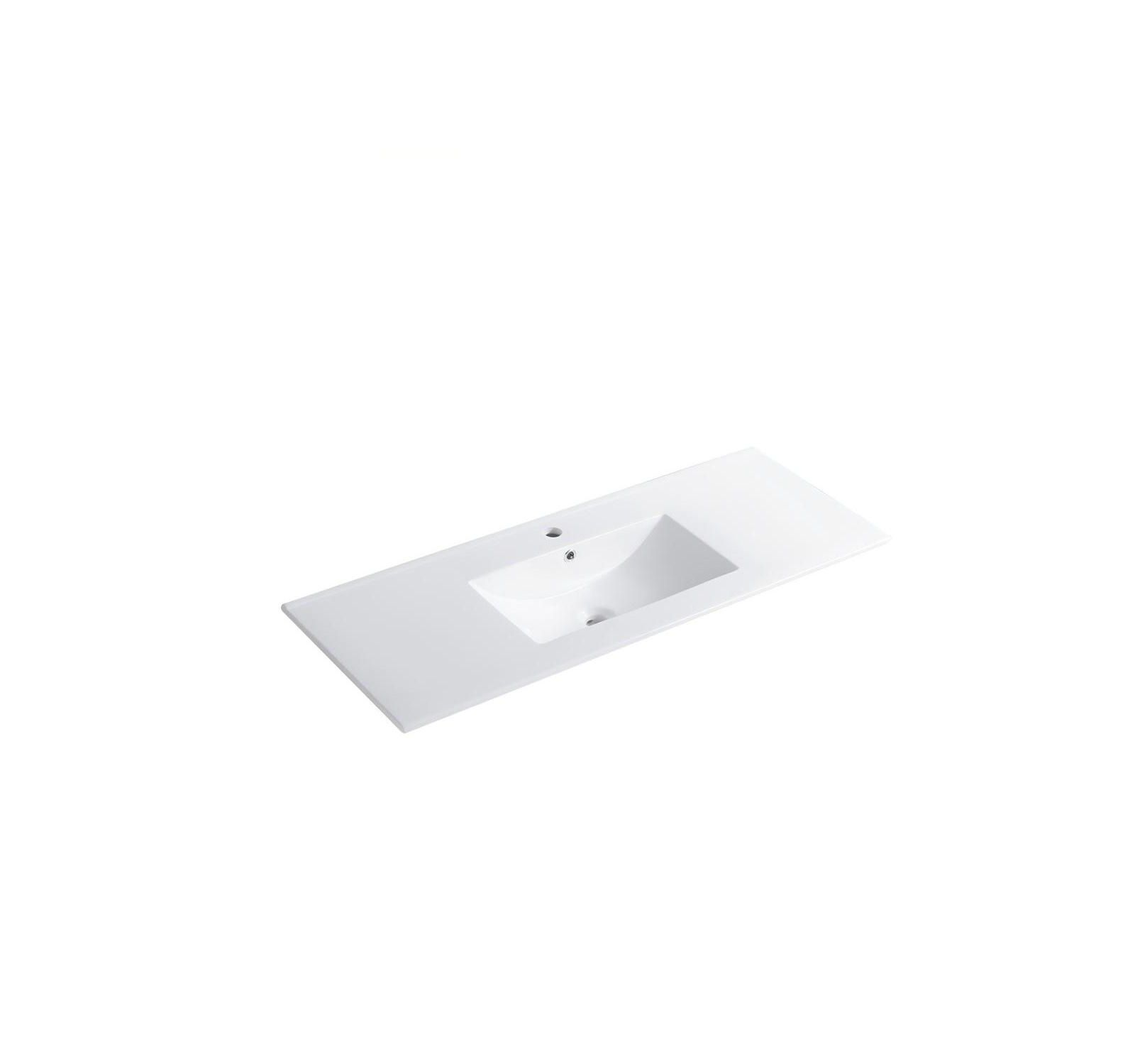 Sillysis 47.8 Inch Ceramic Bathroom Sink Top, Rectangular Vanity Basin, Smooth Easy-Clean Countertop for Single Vanity