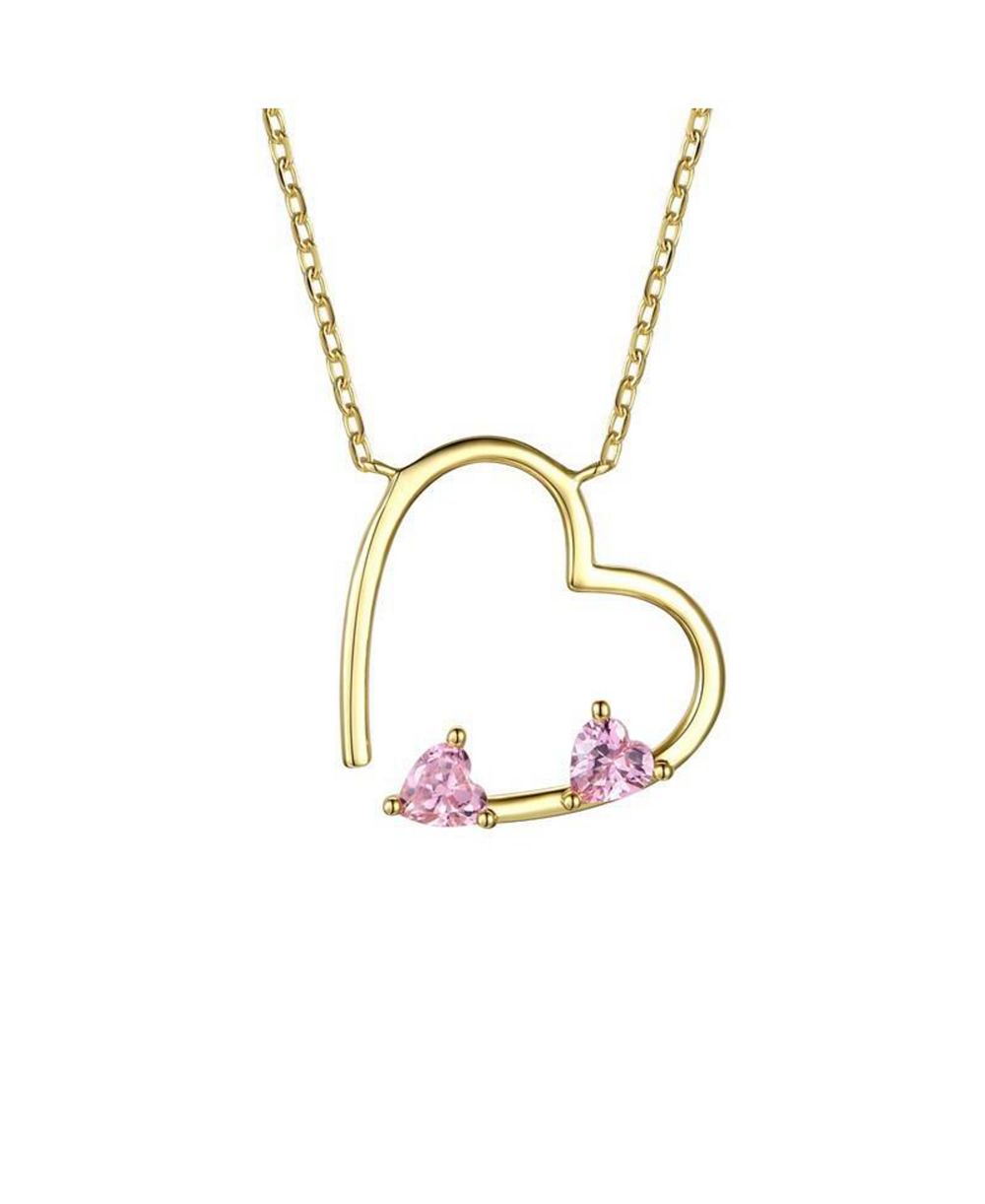 Многослойное ожерелье Genevive Timeless с открытым сердцем, золотое напыление 14k, CZ