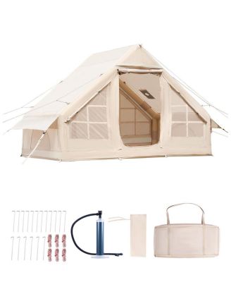 COZITO Inflatable Camping Tent, 3-5 Person 300D Oxford Glamping Tent with Stove Jack and Pump
