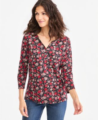 Женская футболка Style & Co Petite с цветочным принтом и рукавом 3/4, эксклюзив Macy's