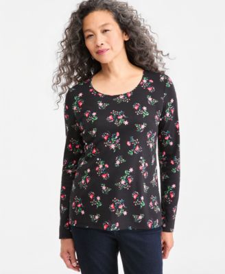 Женский топ с длинным рукавом и круглым вырезом в принт, эксклюзив для Macy's