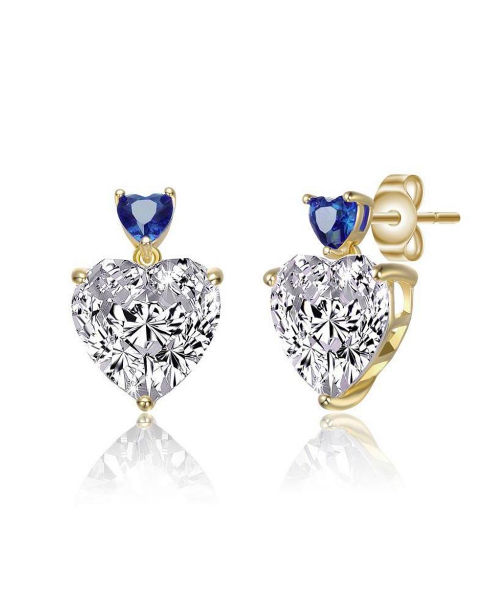 Серьги Rachel Glauber с CZ и сердцем, позолота 14K