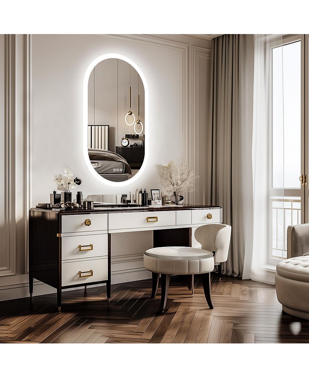 LUVODI 48"x24" Oval LED Bathroom Mirror Anti-Fog Illuminated 3 Colors Vanity Mirrors Memory Function
