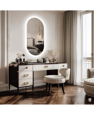 LUVODI 48"x24" Oval LED Bathroom Mirror Anti-Fog Illuminated 3 Colors Vanity Mirrors Memory Function