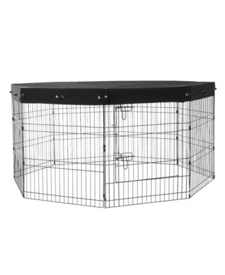 RUIE 8 Panel Foldable Metal Dog Playpen 30 in Tall with Oxford Top Cover