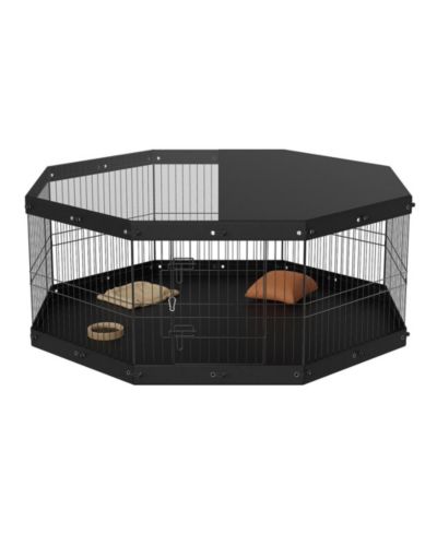 RUIE Foldable 8 Panel Metal Dog Playpen 24 in Pet Exercise Pen Indoor Outdoor