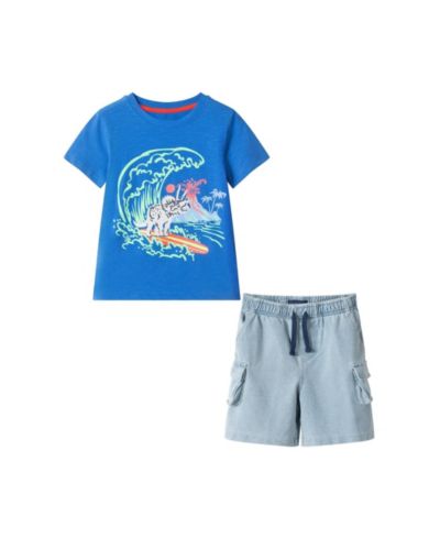 Детский комплект Andy & Evan Surfing Dino Tee и Knit Denim Short