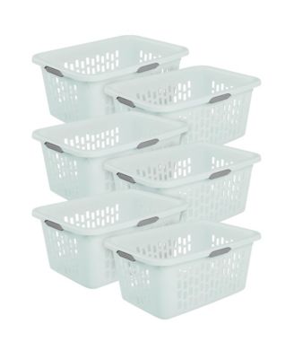 Sterilite Laundry Basket, 2 Bushel Plastic Hamper with Handles, Mint, 6 Pack