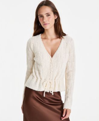 женский свитер And Now This Petite pointelle V-neck