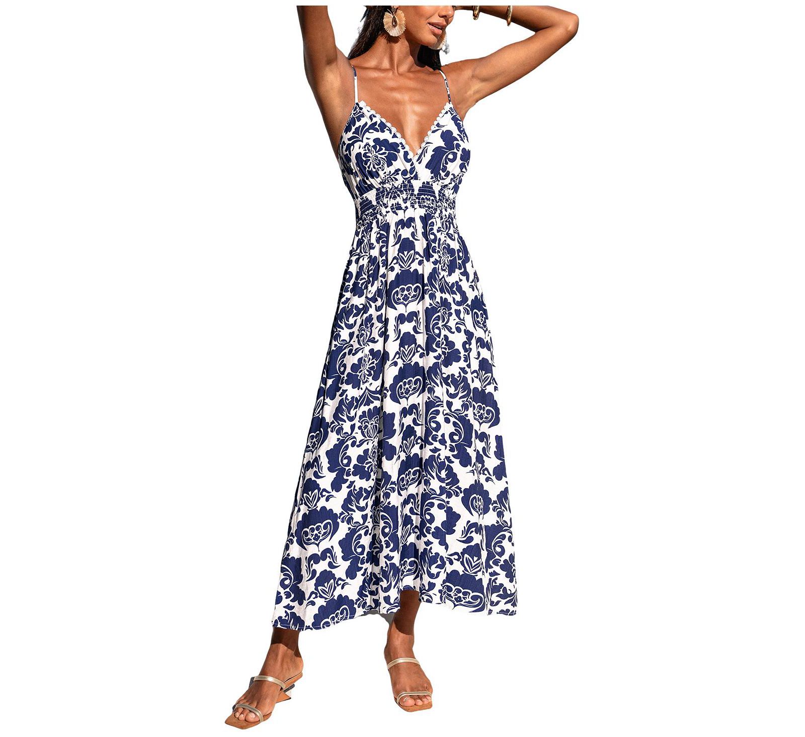 Cupshe Women's Silver Lining Ornate Maxi Beach Dress